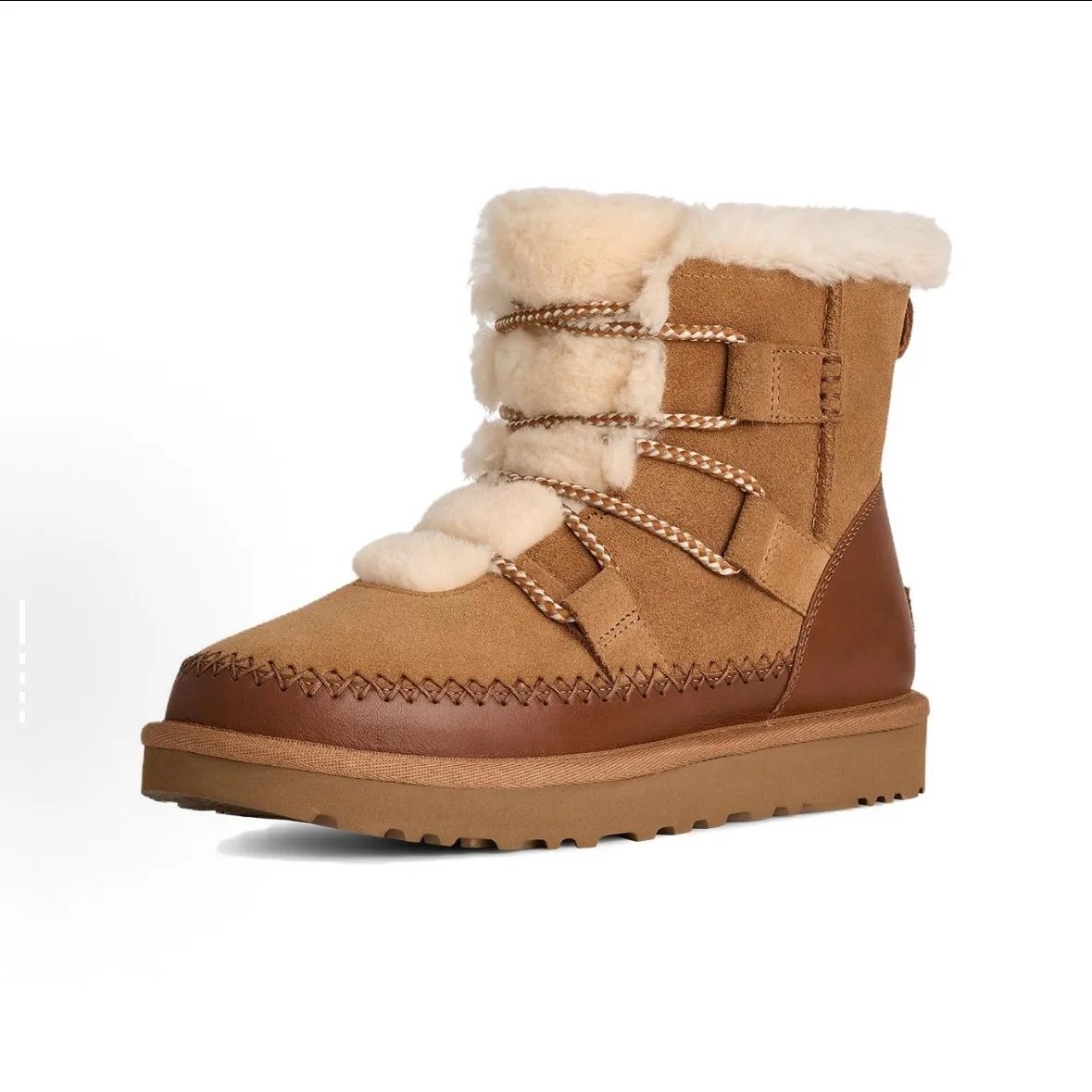 Self-pickup💰640 UGG Classic Novelty Split Cow Leather Round Toe Thick Sole Short-Leg Snow Boot Women’s Maroon Arrival